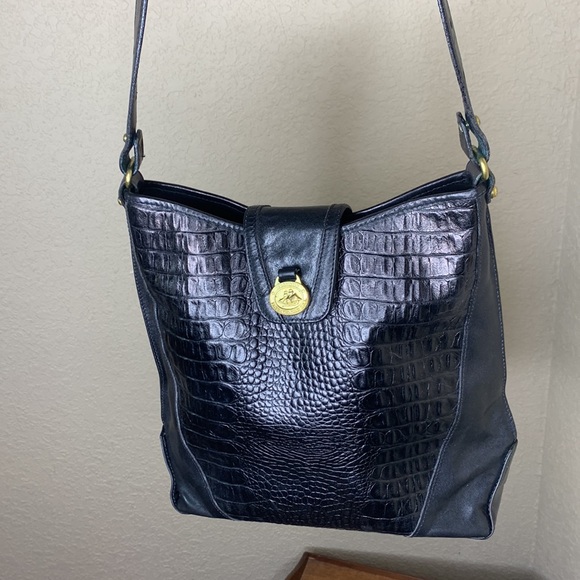Vintage Brahmin Croc Embossed black leather bag - Picture 3 of 12